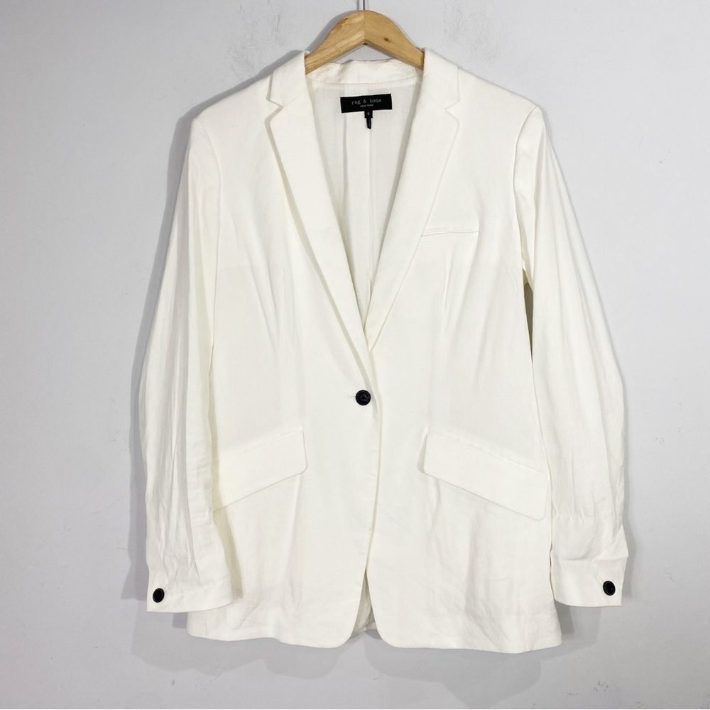 RAG & BONE Andre Linen Blend Blazer White - Picture 6 of 14